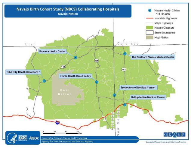 The Navajo Nation Map of Study Clinics
