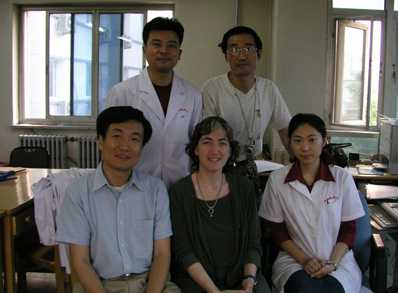 Bottom row (left-to-right): then EIS officer Weigong Zhou, Anne Schuchat and Ning Fang (Beijing CDC). Top row (left-to-right) Changya Li and Shen Zhuang, both Beijing CDC. Shen Zhuang directed emergency response for the Beijing CDC during the SARS response and was lead author on their report of a SARS superspreader.