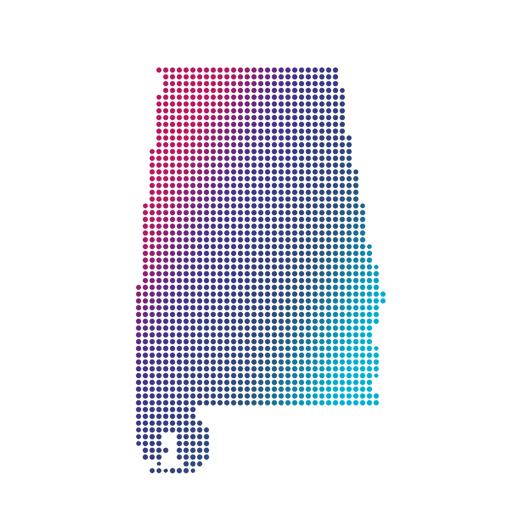 Decorative: Shape of Alabama made of dots