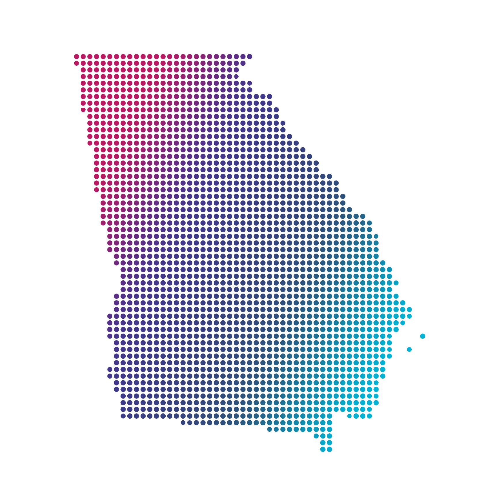 Georgia map of blue dots on white background