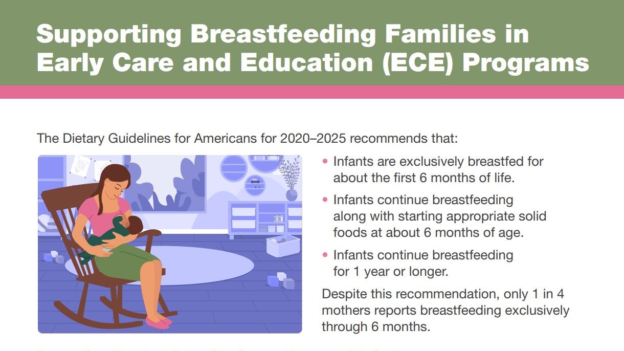 Top part of PDF that says Supporting Breastfeeding Mothers in Early Care and Education (ECE) Programs