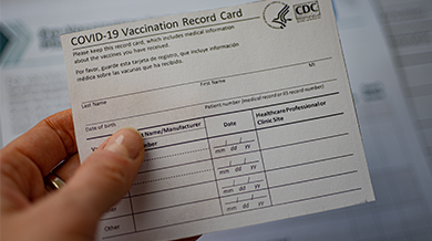 a CDC COVID-19  vaccination card