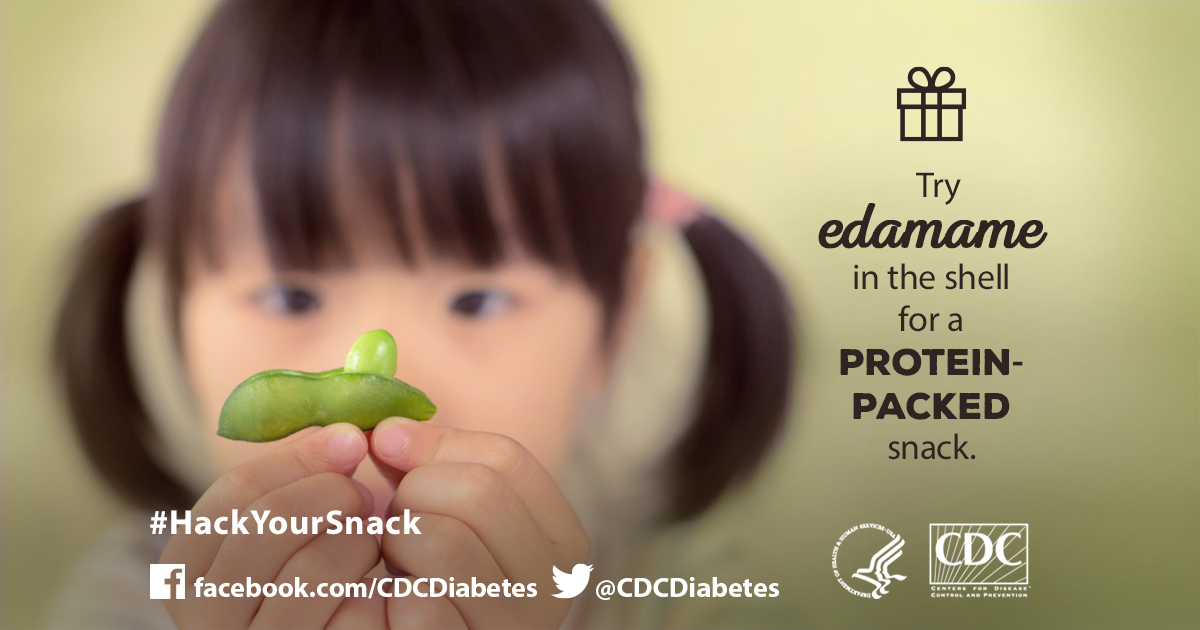 graphic of a girl holding an edamame.