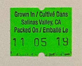 Photo of Salinas Valley label.