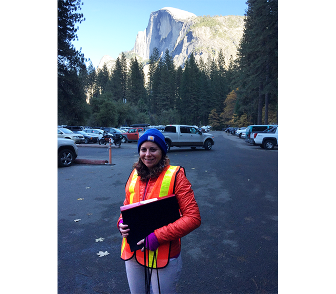 Rebecca Laws, PhD, MPH, EIS Class of 2016, performing a Community Assessment for Public Health Emergency Response (CASPER) at Yosemite National Park during California’s drought emergency. 