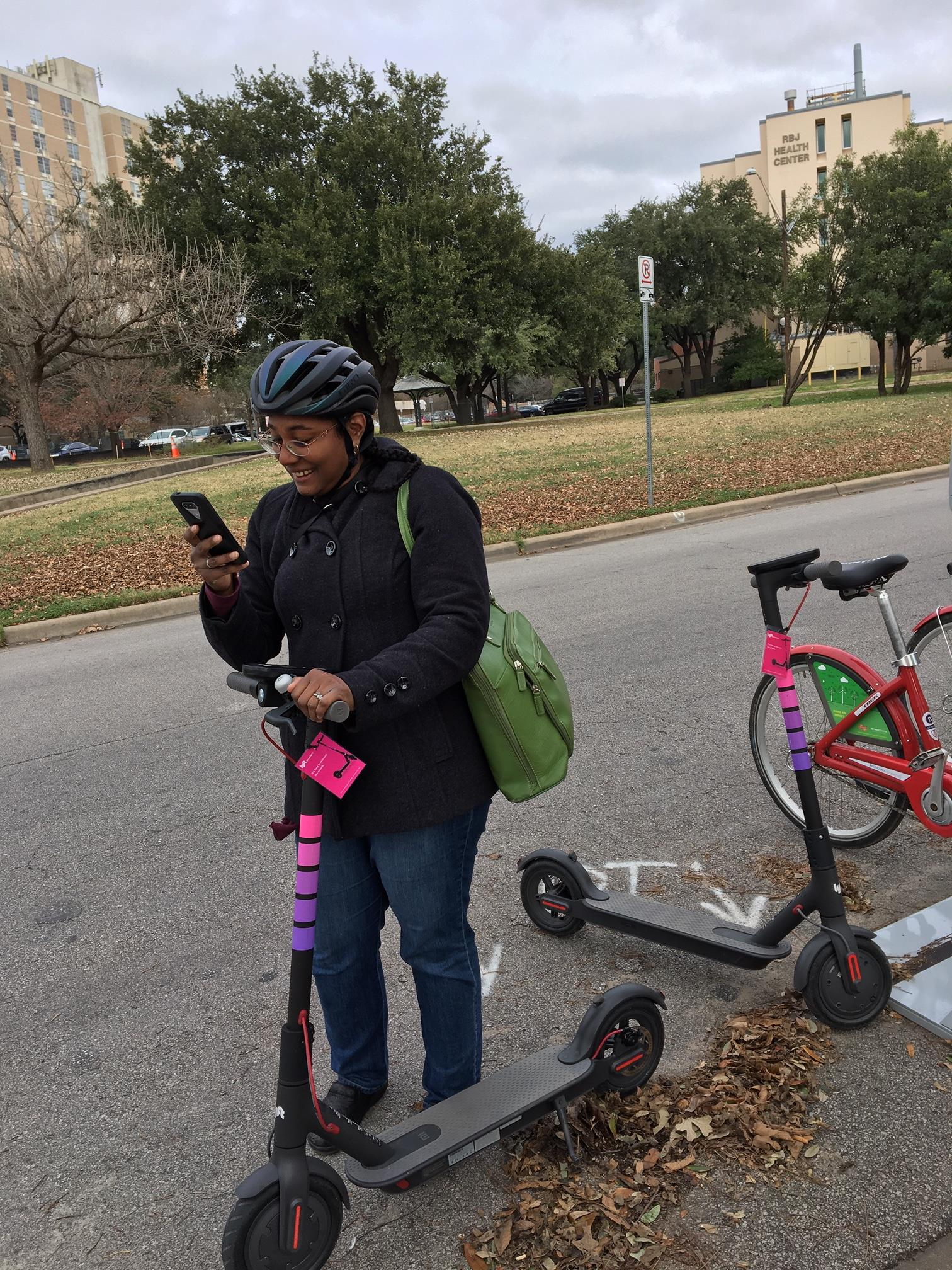 EIS officer tests a dockless electric scooter