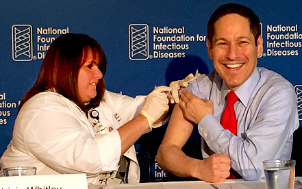 CDC Director Tom Frieden received a flu vaccine.