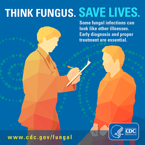 Image showing button on Think Fungus. Save Lives.