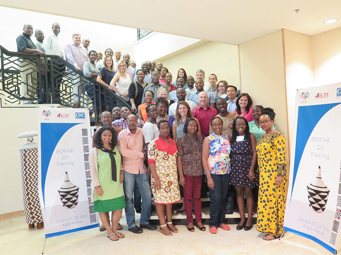 45 people from 6 different African countries attended the GIS training in Kigali, Rwanda. Photo: CDC Rwanda