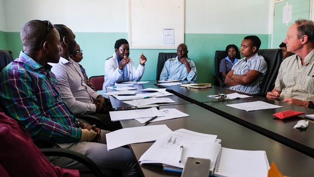 CDC, district, provincial and partner teams meet with Nkayi leadership during a ZIMS visit.