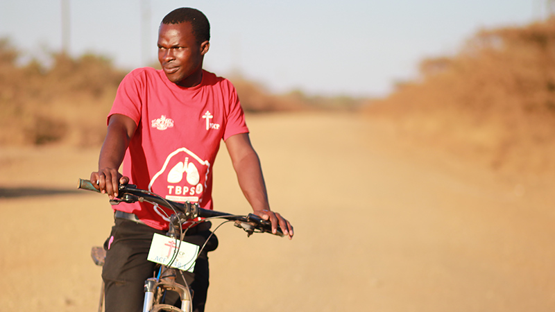 Man on bike - Community Champions,” like Sifiso, supported dramatic gains in TB awareness and case-finding in Eswatini.