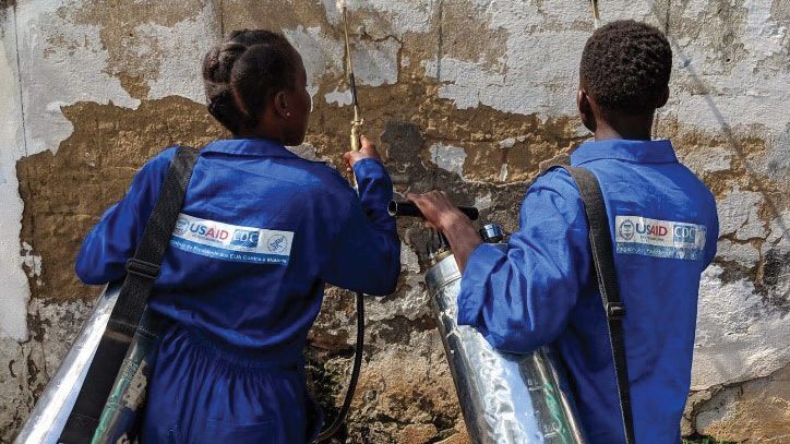 President's Malaria Initiative supported Indoor Residual Spraying after Cyclone Idai, Mozambique, 2019.