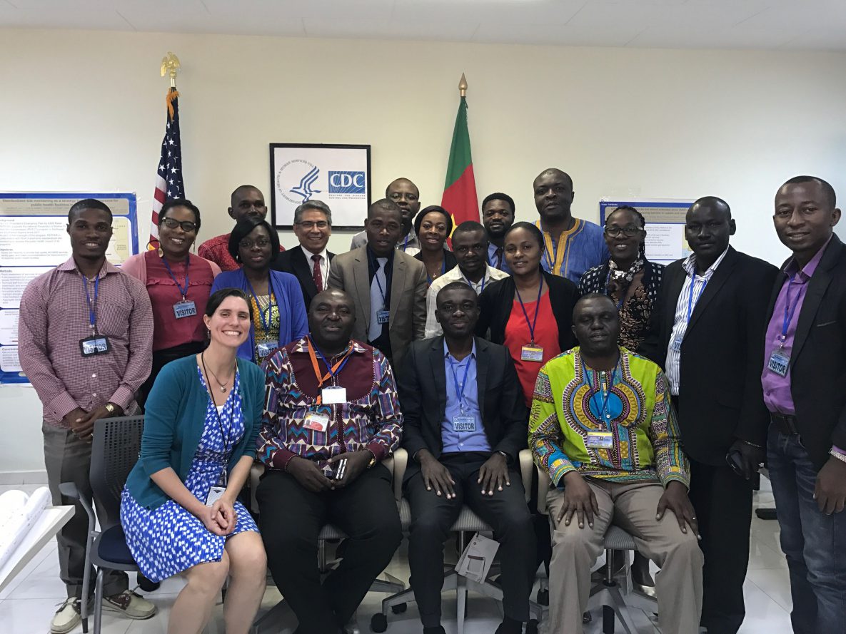 Representatives from the Ministry of Health (MoH), National Public Health Laboratory, and Centre Pasteur Laboratory Cameroon (CPC) participated in a training of trainers with U.S. CDC on Unusual Respiratory Event Based Surveillance.