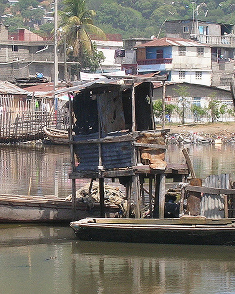 Latrine near water source