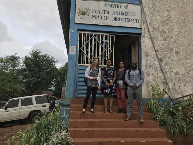 L-R, Alison Winstead, Valerie Bampoe, Gouthami Rao, and Brion Edwards at the Ministry of Water Resources in Sierra Leone to deliver a 2-day training