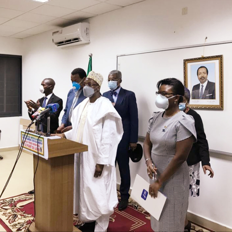 CDC Cameroon Country Director, Dr. Emily Kainne Dokubo, during a COVID-19 press briefing by Cameroon Minister of Health, Dr. Malachie Manaouda.