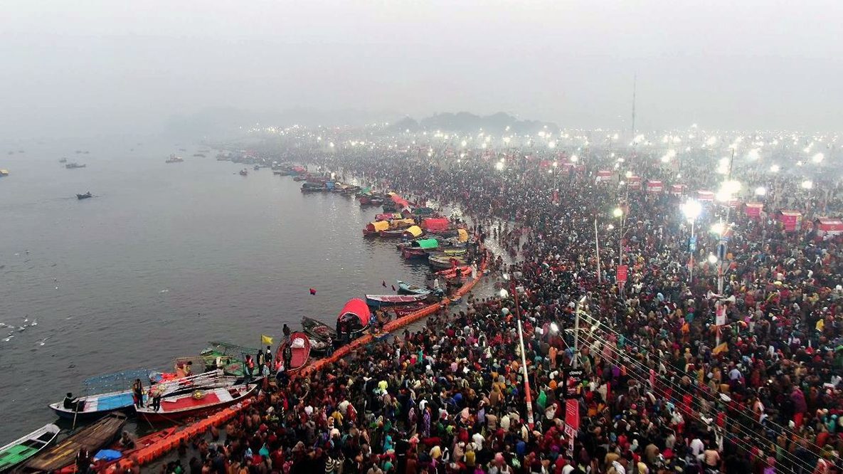 Kumbh Mela mass gathering for holy dip in Prayagraj, India, January-March 2019 Photo credit: Kumbh Mela, 2019, Official government website.