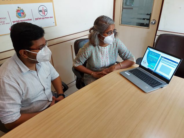 Dr. Shrikala Acharya (right), Additional Project Director, Mumbai District AIDS Society, monitoring the utilization of the ARTMitra App.