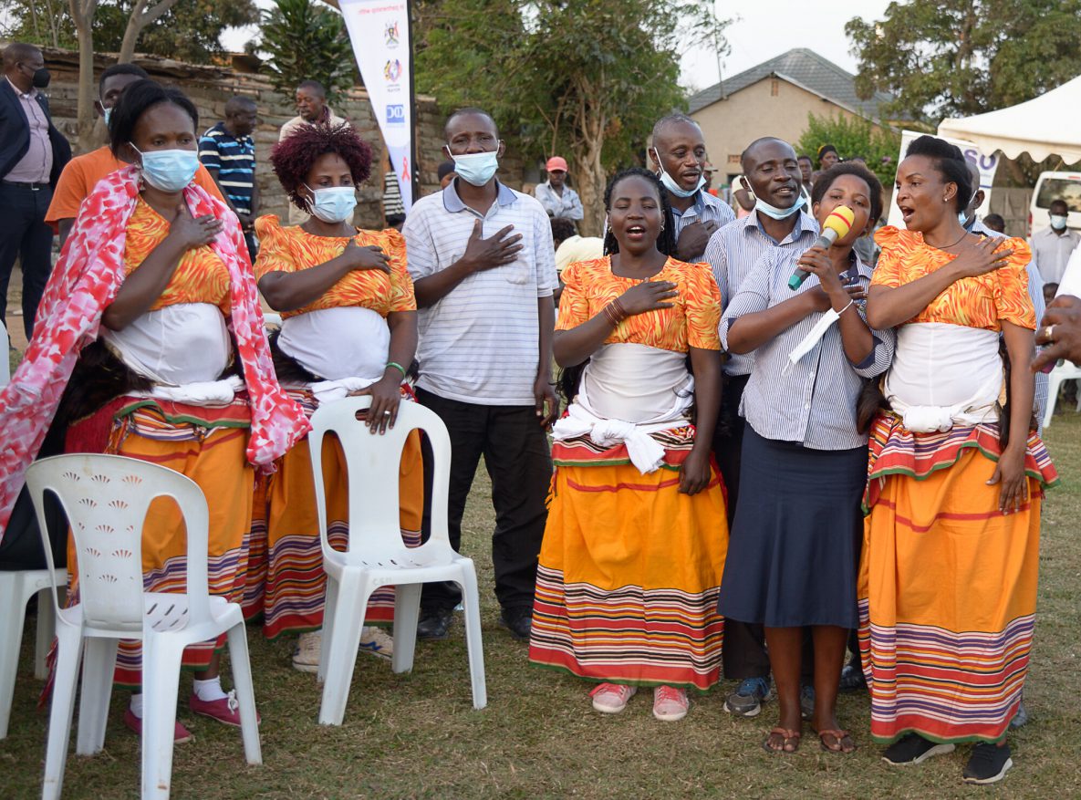 Members of The AIDS Service Organization (TASO) sing the TASO anthem. Uganda