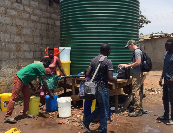 CDC staff testing free chlorine residual levels