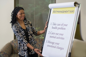 image of a woman presenting