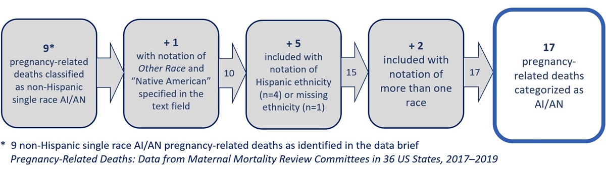 description of 17 pregnancy-related deaths categorized as AI/AN
