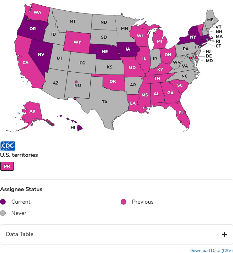 CDC data visualization screenshot taken on archive date