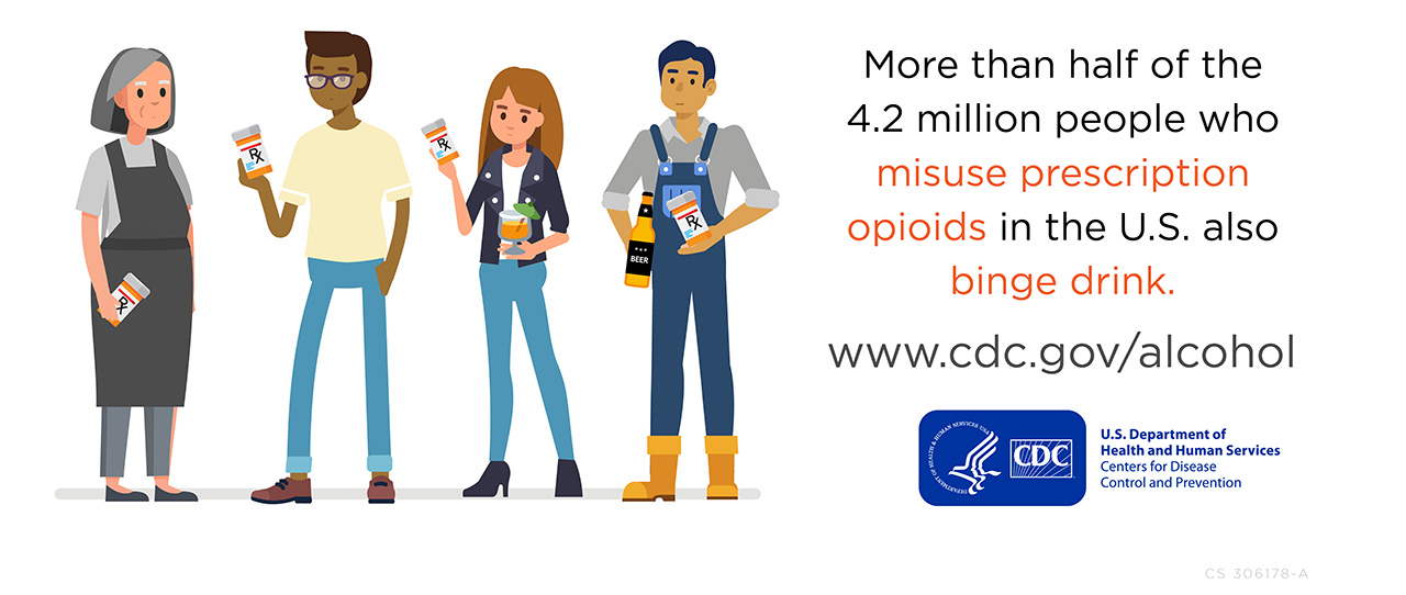 More than half of the 4.2 Million people who misuse prescription opioids in the U.S. also binge drink.