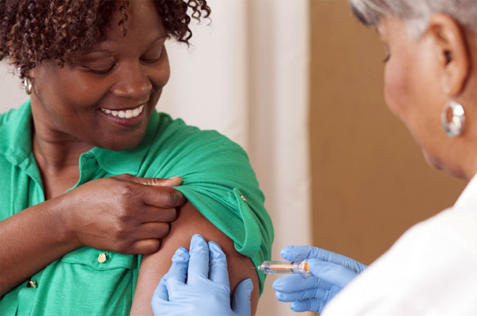 woman getting a flu shot