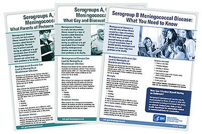 Collection of 3 Meningococcal disease fact sheets