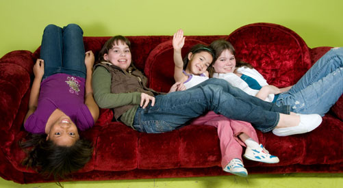 Children sitting on a couch