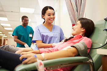 Patient having blood drawn