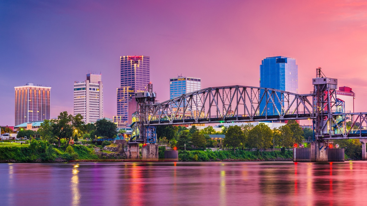 Skyline of a city in Arkansas