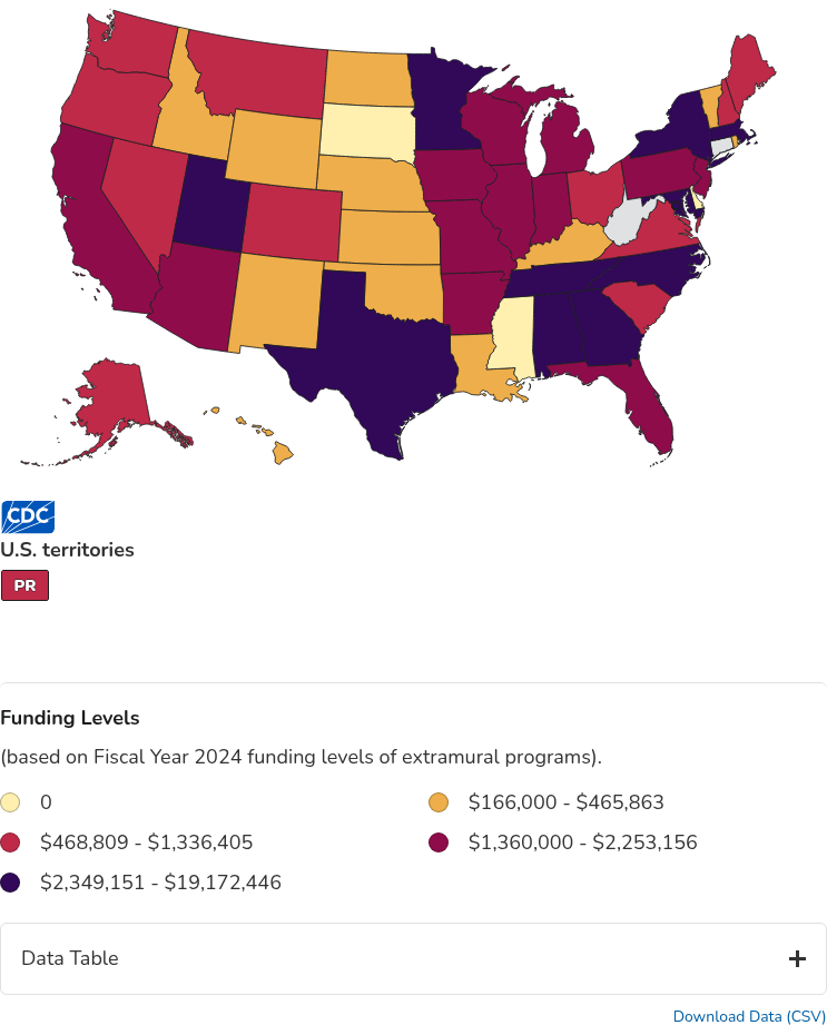 CDC data visualization screenshot taken on archive date