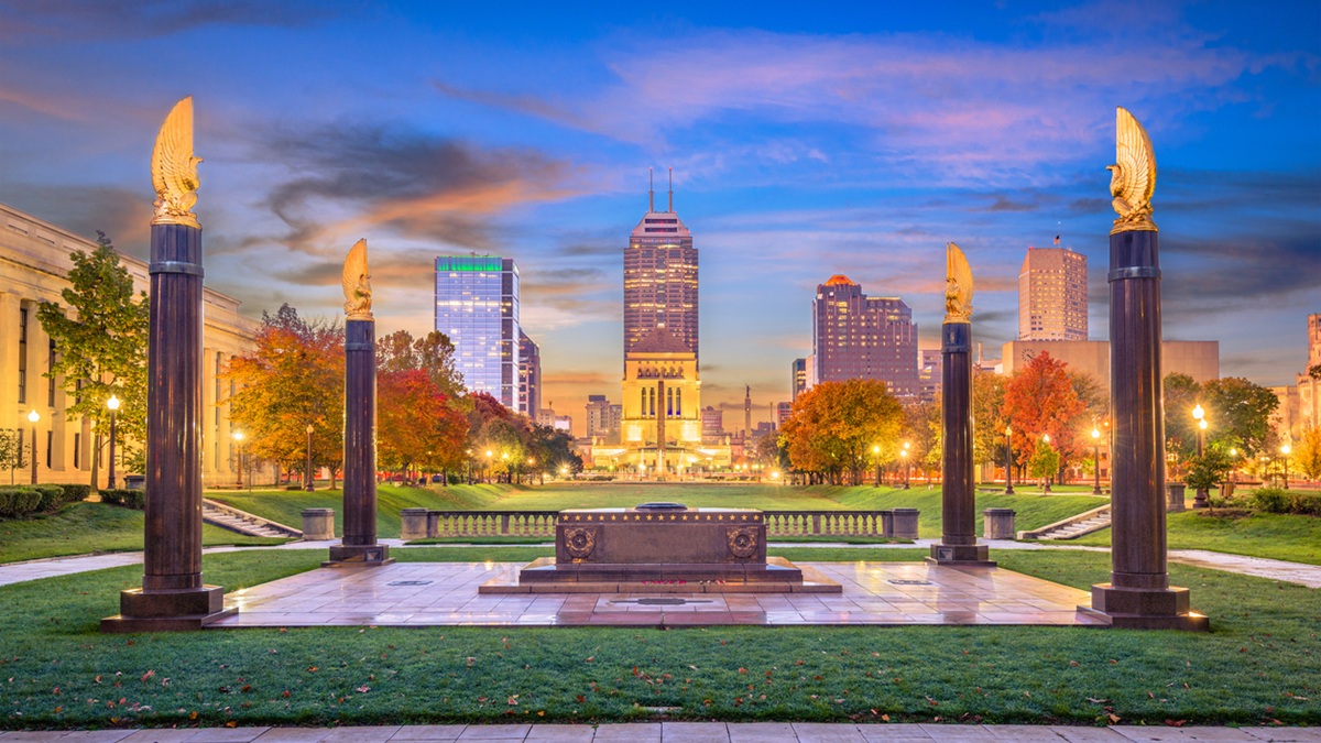 Skyline of a city in Indiana