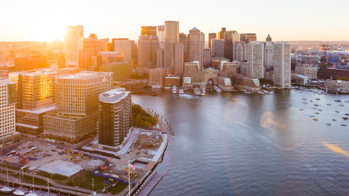 Skyline of a city in Massachusetts