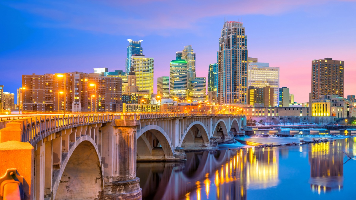 Skyline of a city in Minnesota