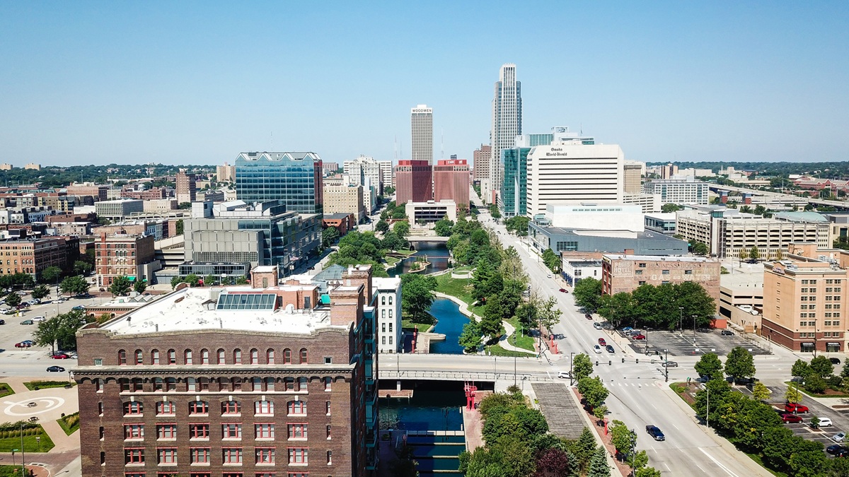 Skyline of a city in Nebraska