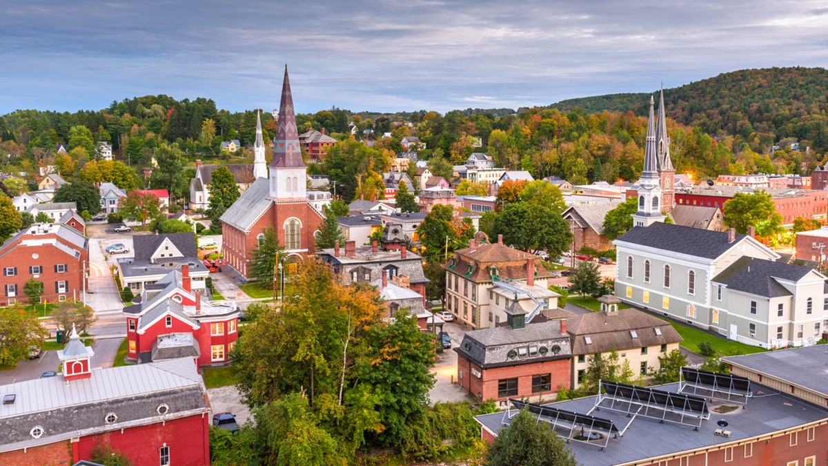 Skyline of a city in Vermont