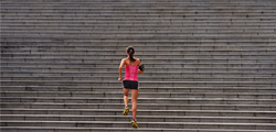 Photo: Person running up stairs