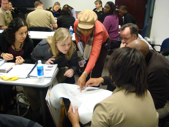 Students participate in an exercise during the EHTER course held at CDC%26rsquo;s Chamblee Campus in March 2010.