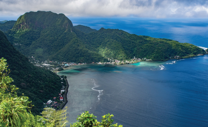 aerial image of a tropical coastline