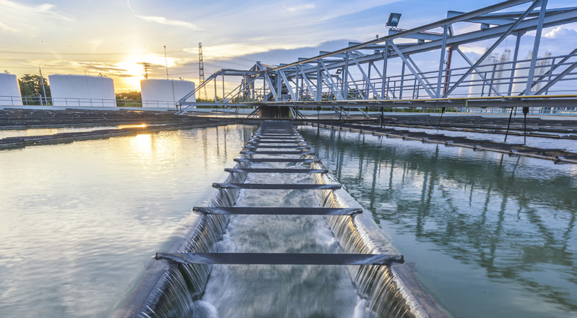 Water Treatment Plant at sunset