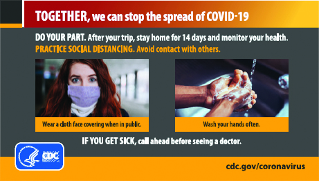 Banner showing, Together, we can stop the spread of COVID-19