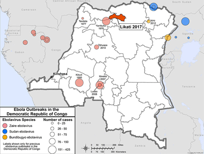 Small map image of ebola outbreaks in the democratic republic of congo.