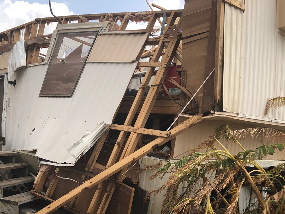 A trailer destroyed by a bad storm