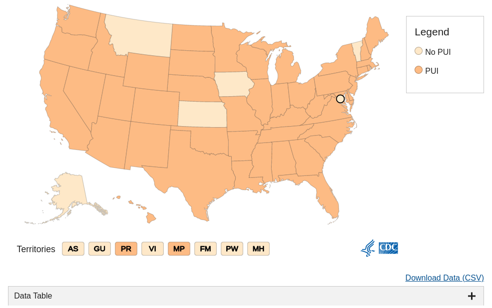 CDC data visualization screenshot taken on archive date