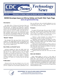 Image of publication Technology News 511 - NIOSH Develops Improved Mining Safety and Health Web Topic Page