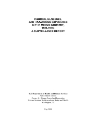 Image of publication Injuries, Illnesses, and Hazardous Exposures in the Mining Industry, 1986-1995: A Surveillance Report