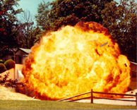 Coal dust explosion blast wave exiting mine portal.